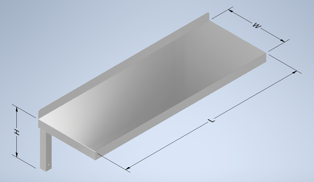 3D Autodesk Inventor Image Stainless Steel Kitchen Shelf | Commercial Kitchens | Trivent Ltd UK